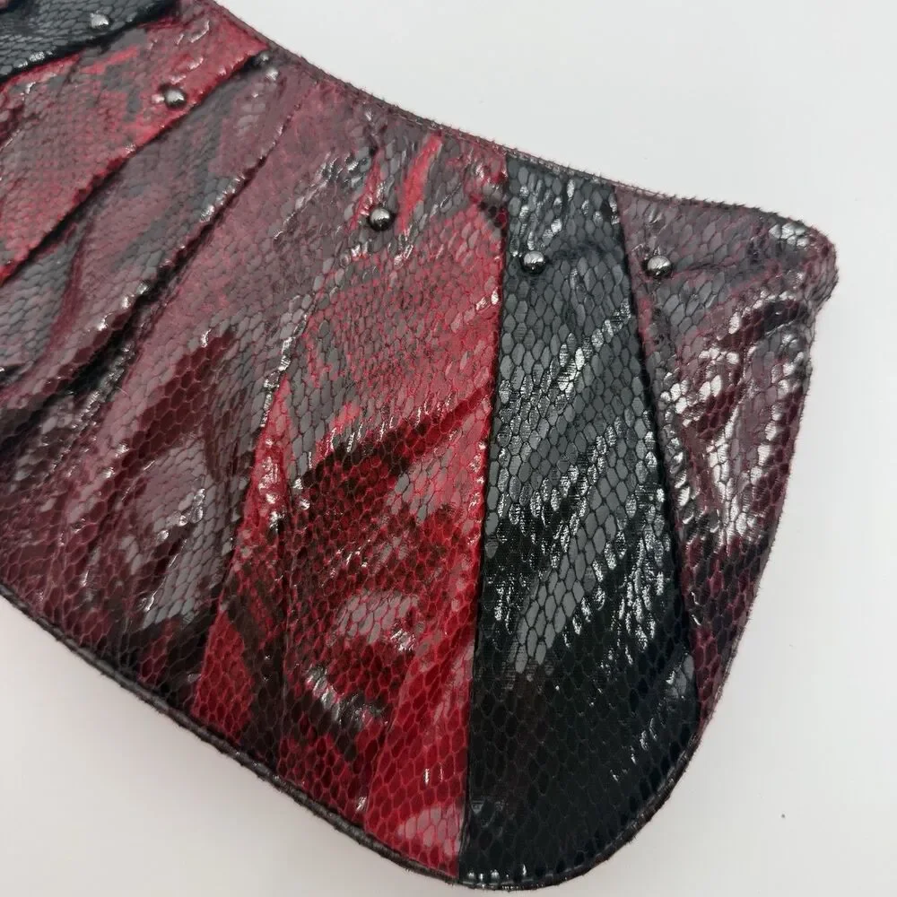 Nine West Y2k Faux Leather Snake Skin Wristlet Bag Clutch Evening